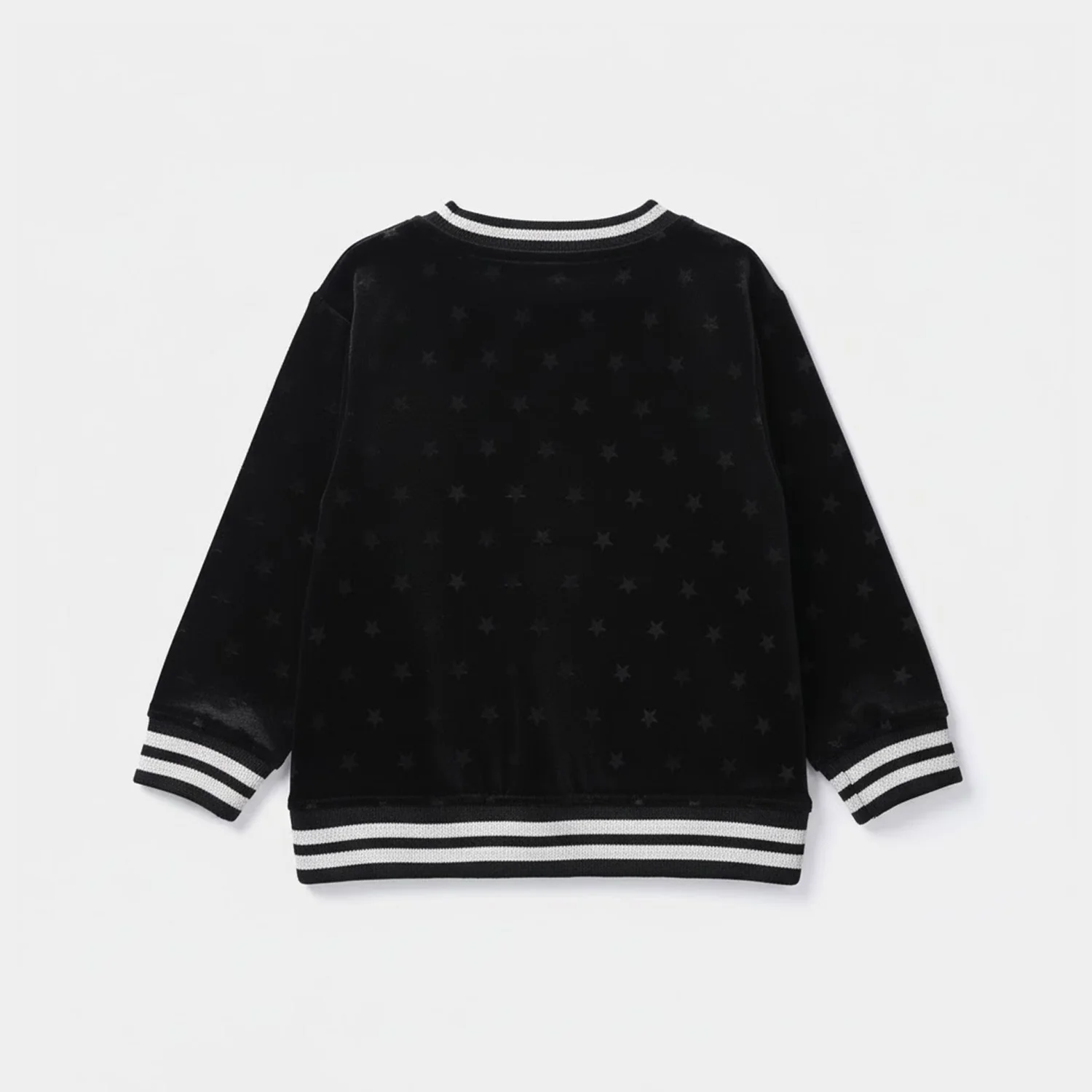 Girls Soft Plush Sweatshirt (Stars) - Black - Image 6
