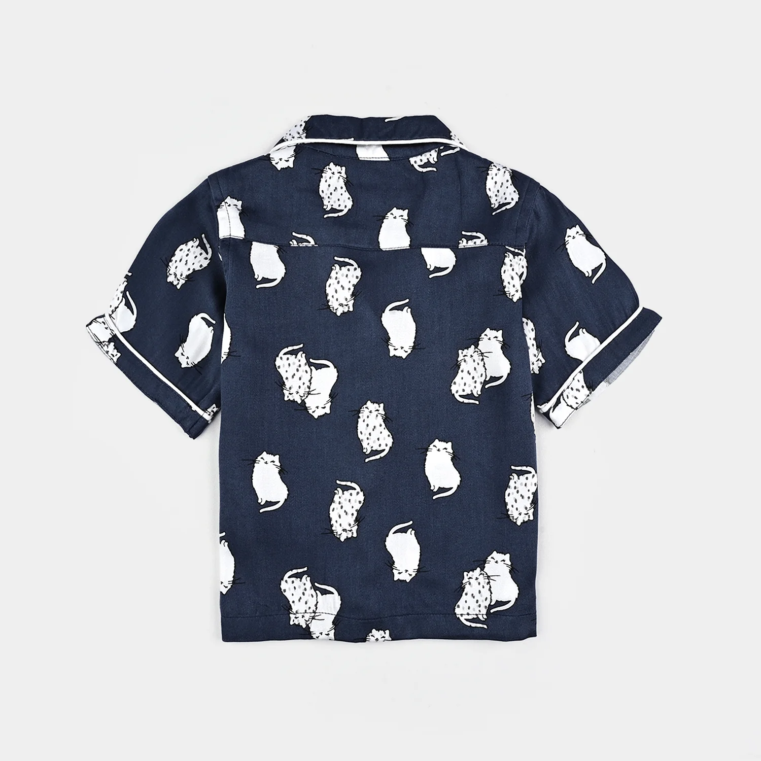 Infant Girls Viscose Night Suit-Cat - Blue - Image 3
