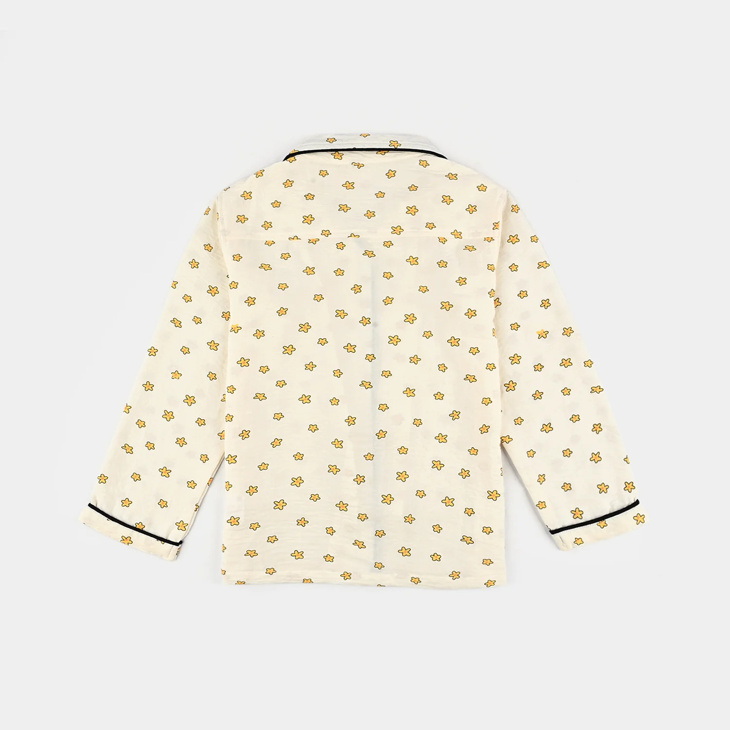 Infant Girls Viscose Night Suit-Stars - Off.White - Image 3