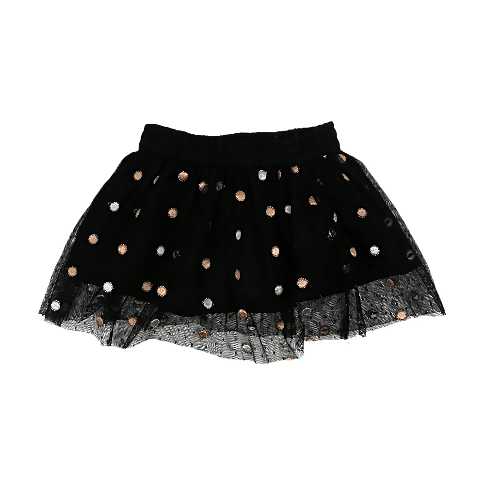 Infant Net Silver Dots Skirt For Girls - Black (GS-021)