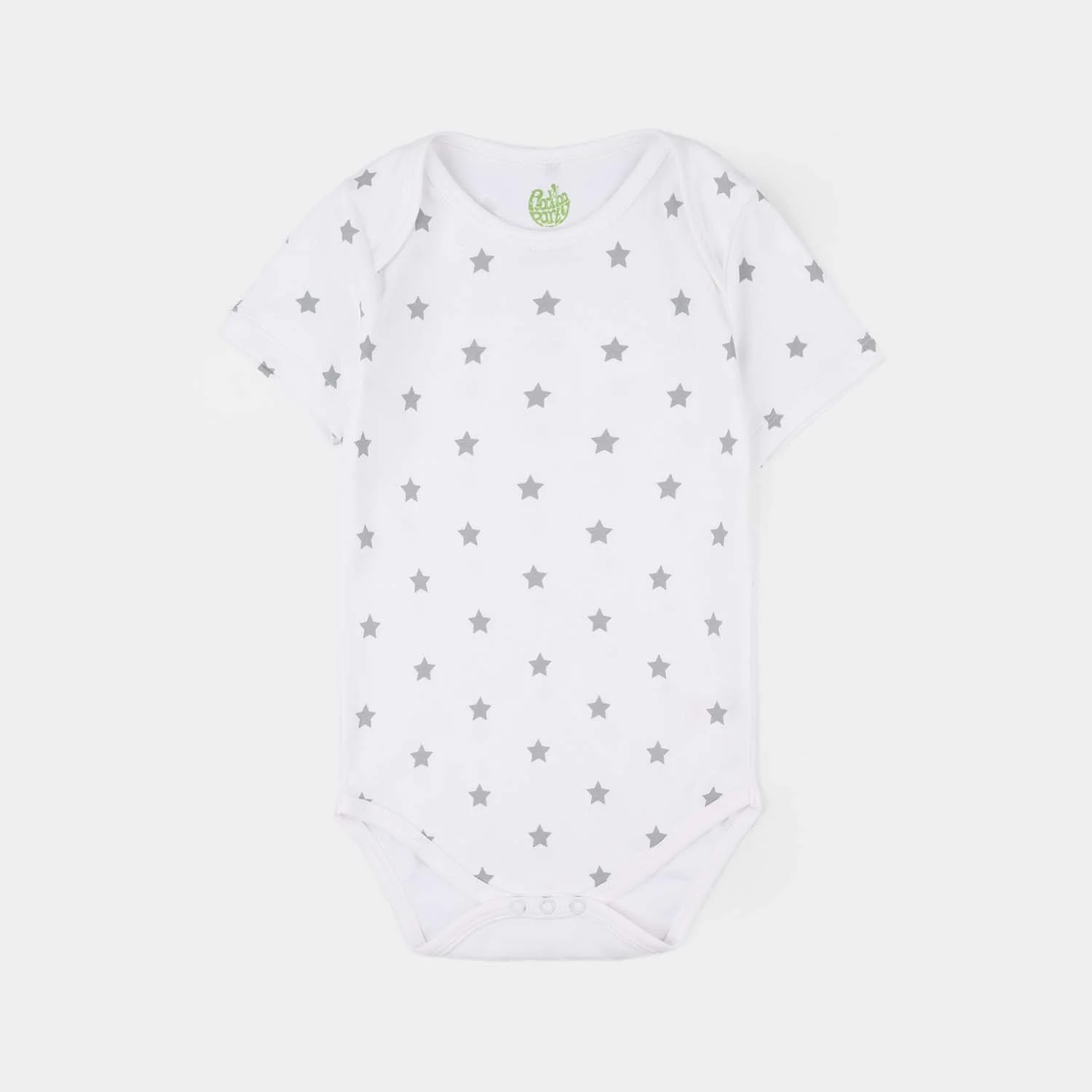 Infant Unisex Cotton Interlock Basic Romper (Stars) - White