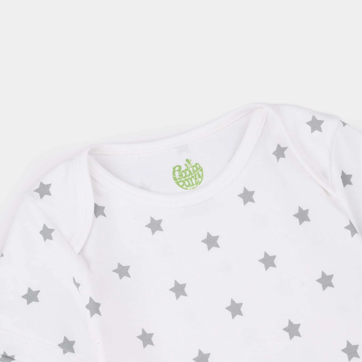 Infant Unisex Cotton Interlock Basic Romper (Stars) - White - Image 2