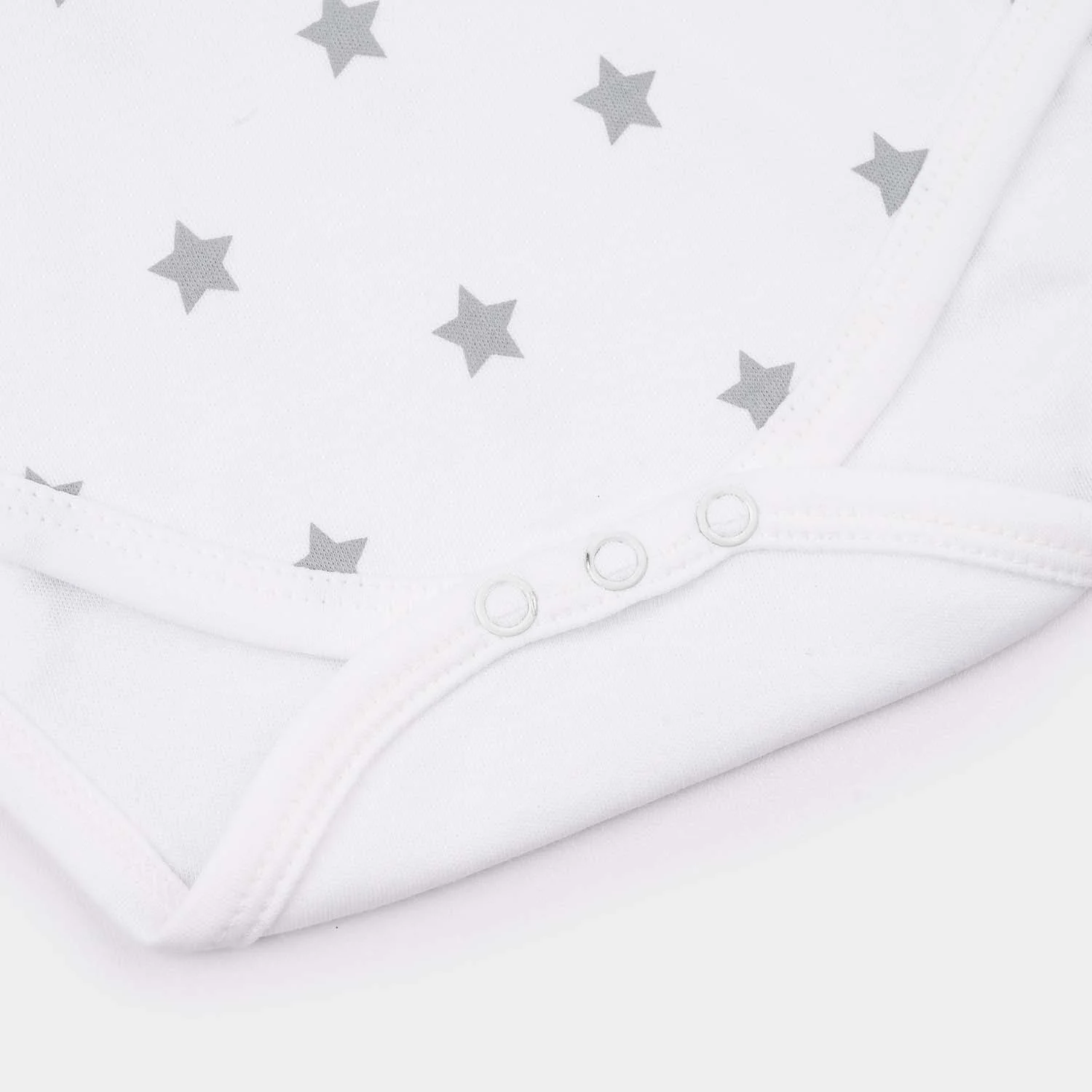 Infant Unisex Cotton Interlock Basic Romper (Stars) - White - Image 3