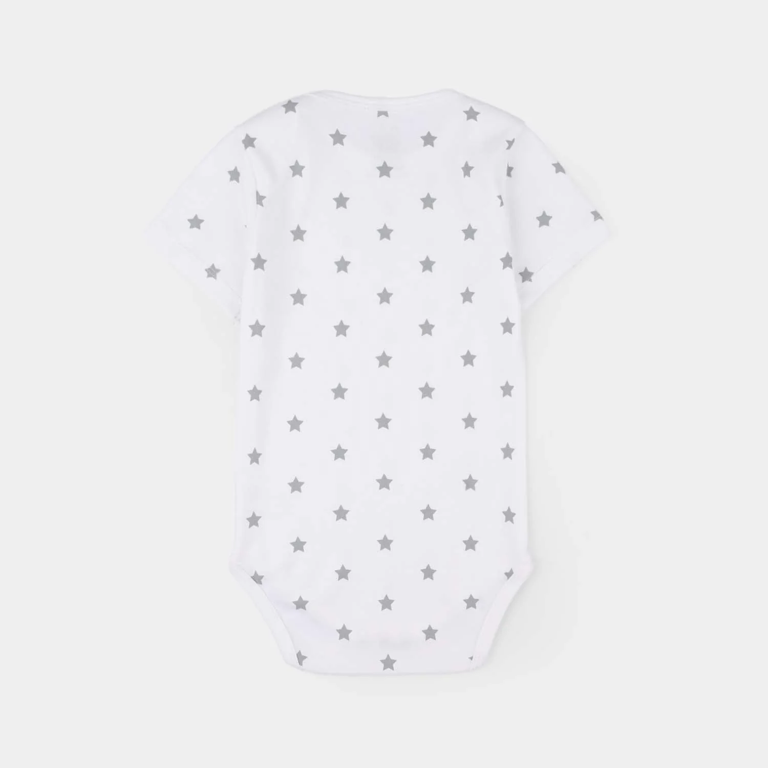 Infant Unisex Cotton Interlock Basic Romper (Stars) - White - Image 4