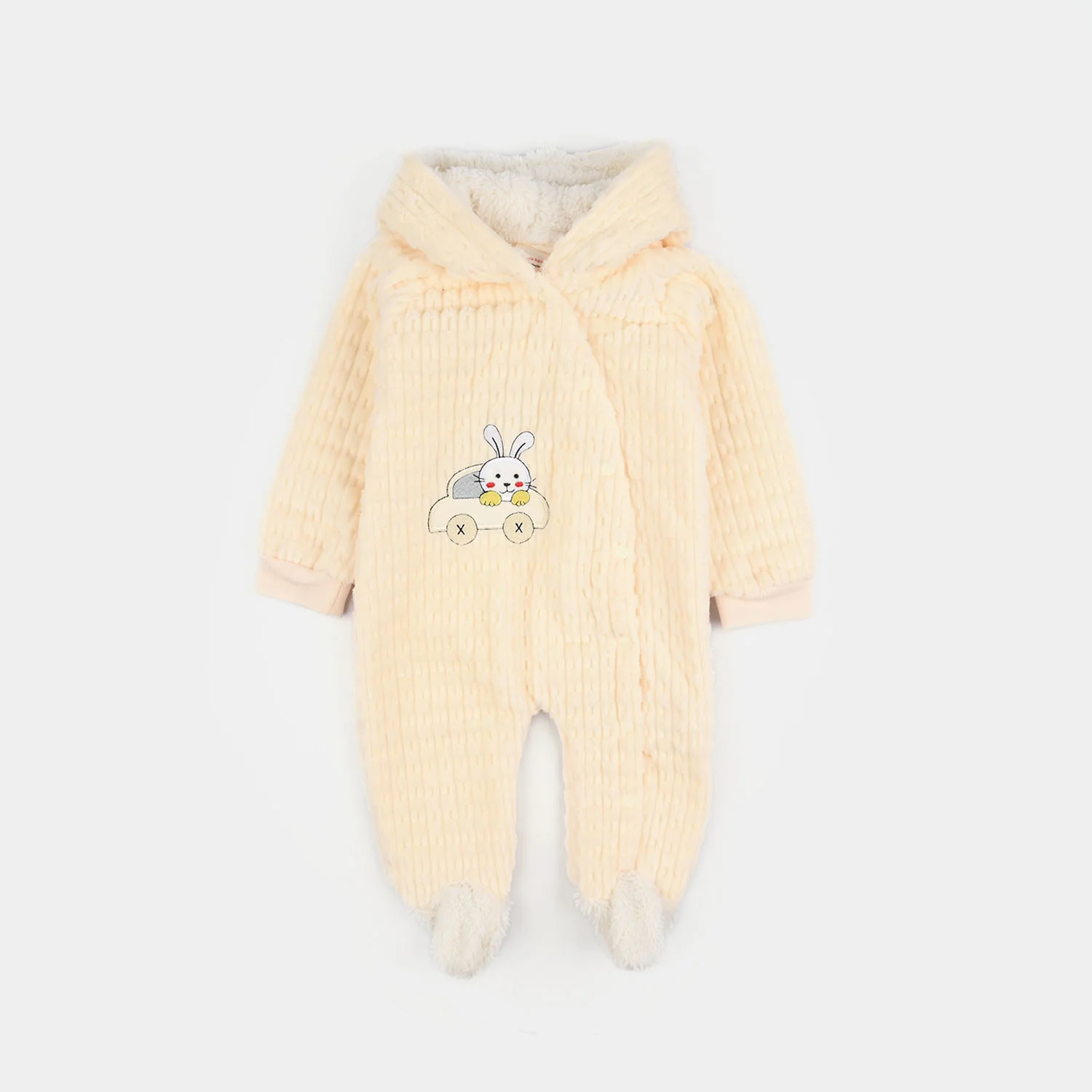 Infant Unisex Faux Fur Romper-Beige