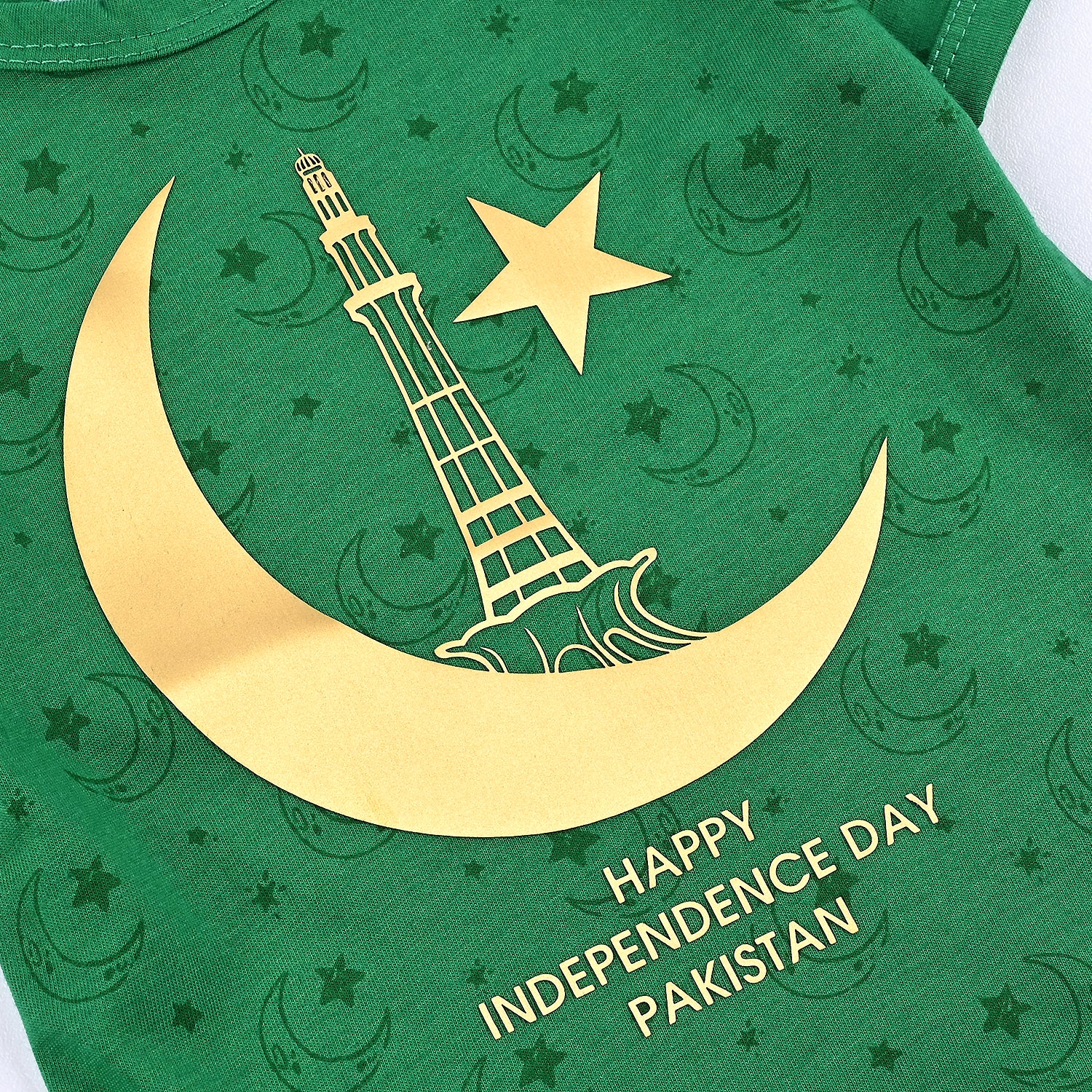 Infant Unisex Poly Cotton Jersey Basic Romper LITTLE STAR-Joly Green - Image 3