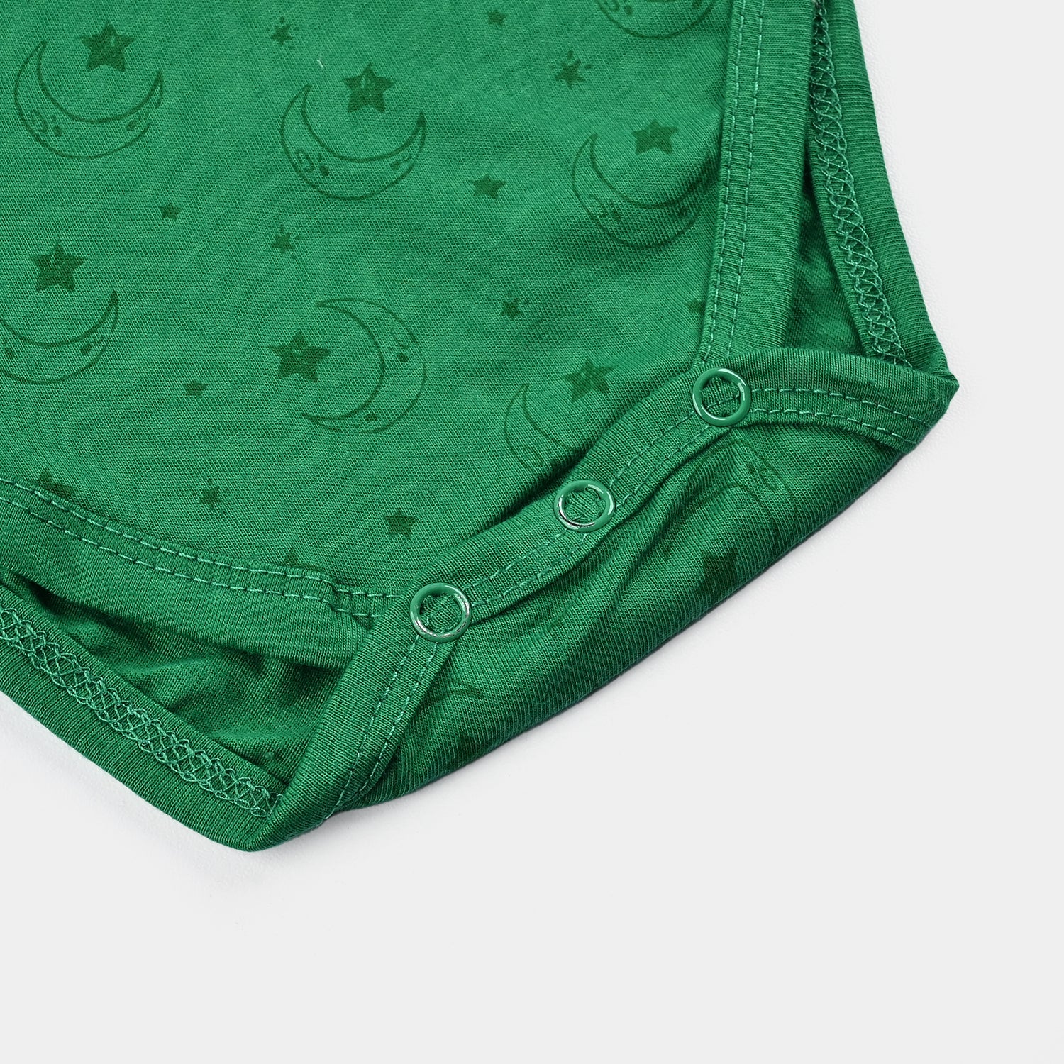 Infant Unisex Poly Cotton Jersey Basic Romper LITTLE STAR-Joly Green - Image 4