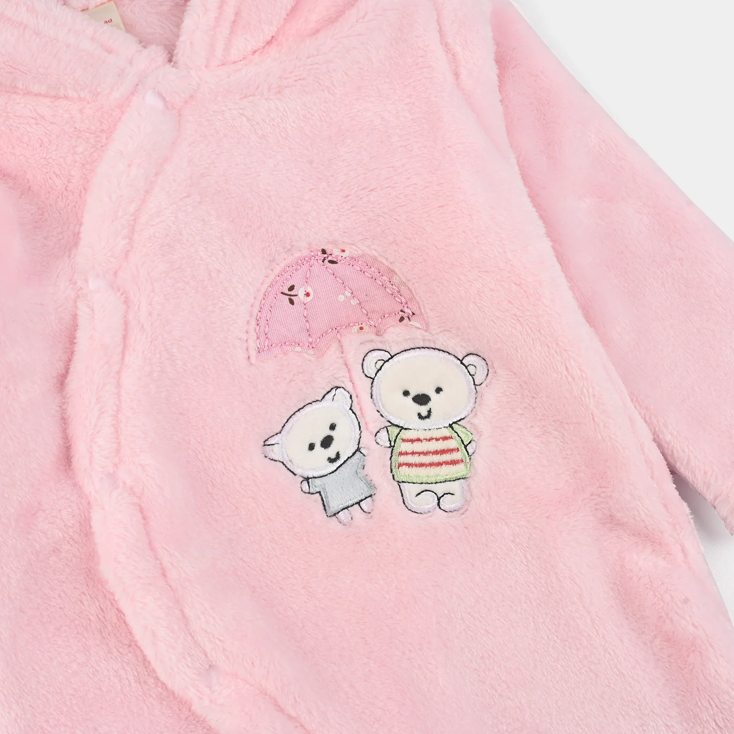 Infant Unisex Sherpa Romper-Pink - Image 3
