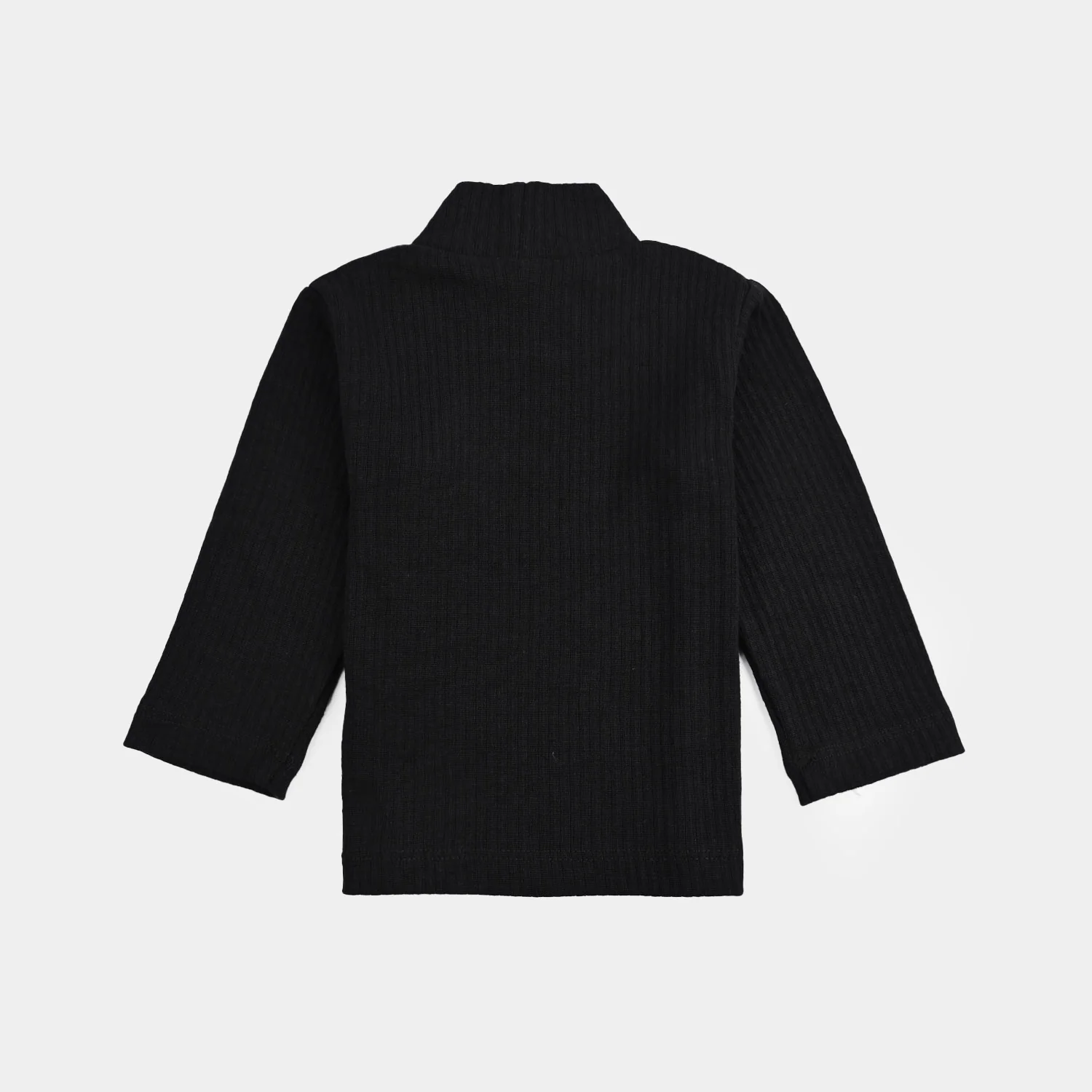 Infant Unisex Rib Turtle Neck T-Shirt - BLACK - Image 3