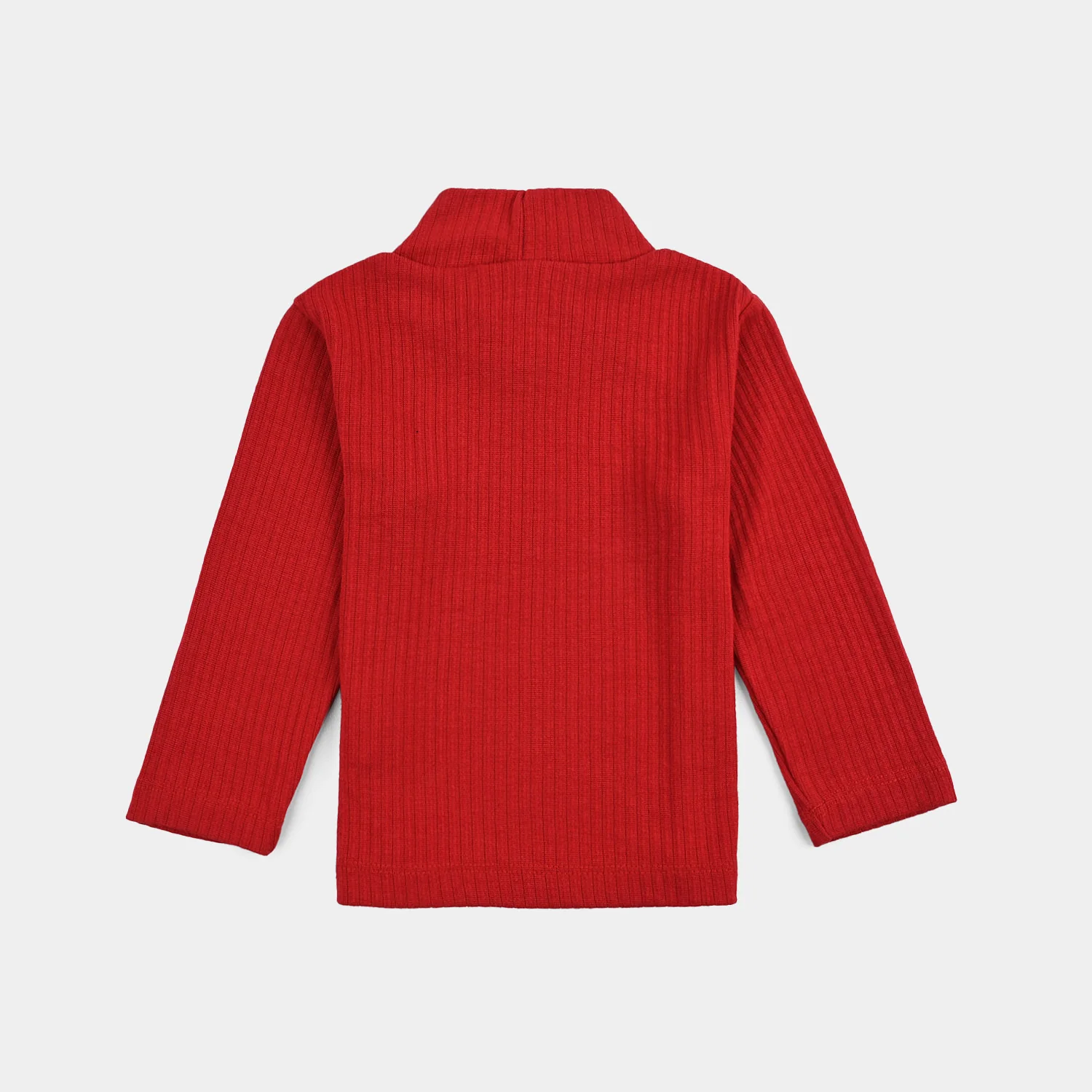 Infant Unisex Rib Turtle Neck T-Shirt - C.Red - Image 3