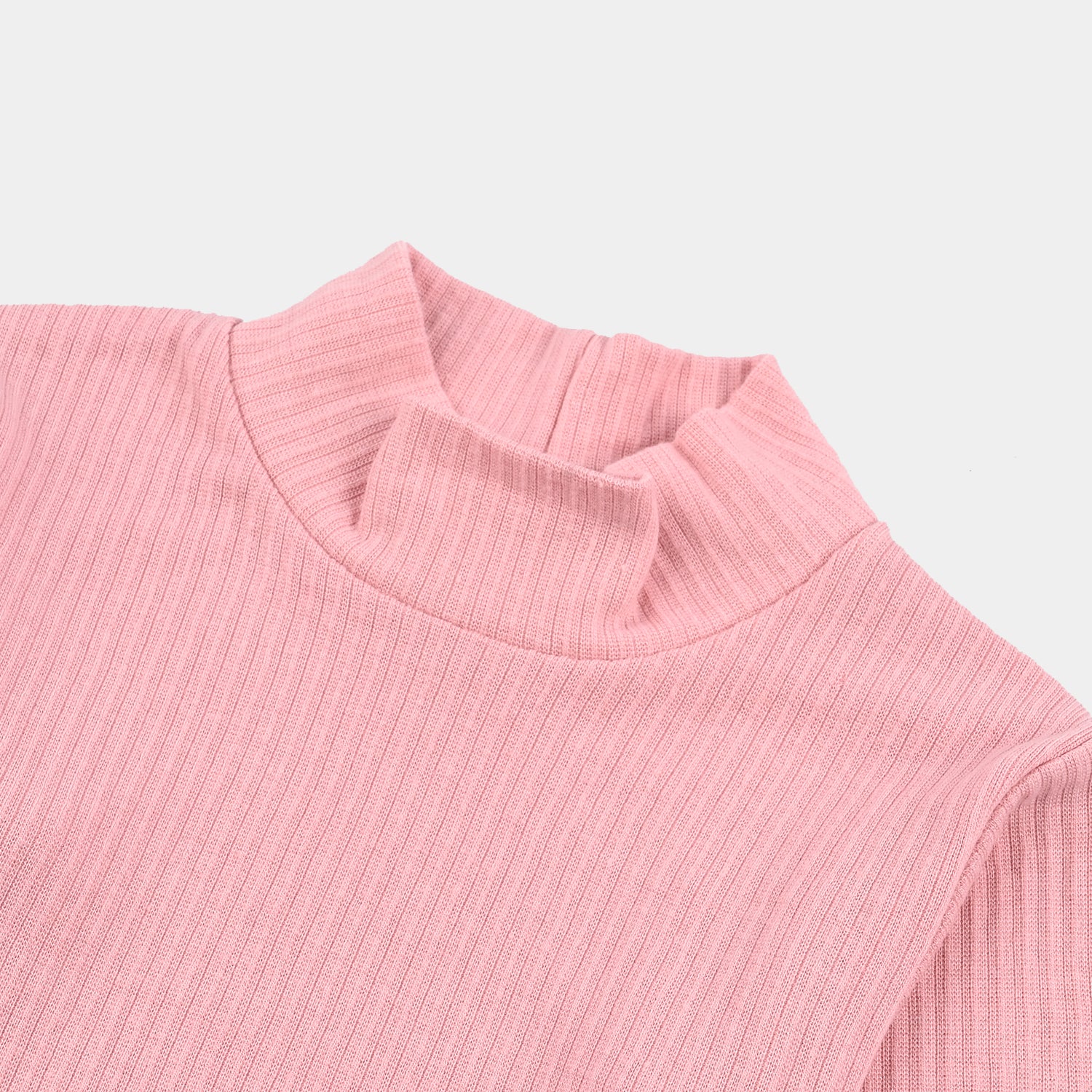 Infant Unisex Rib Turtle Neck T-Shirt - Candy.Pink - Image 2