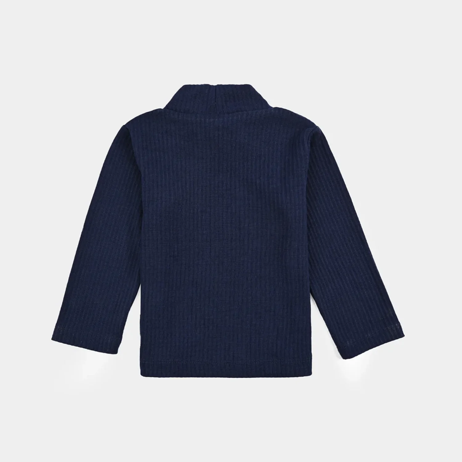 Infant Unisex Rib Turtle Neck T-Shirt - NAVY - Image 3