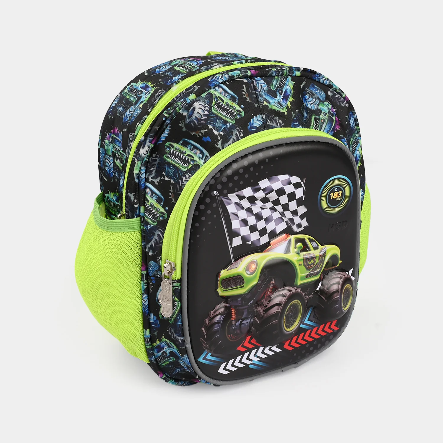 Kids School Backpack with Monster Truck Theme