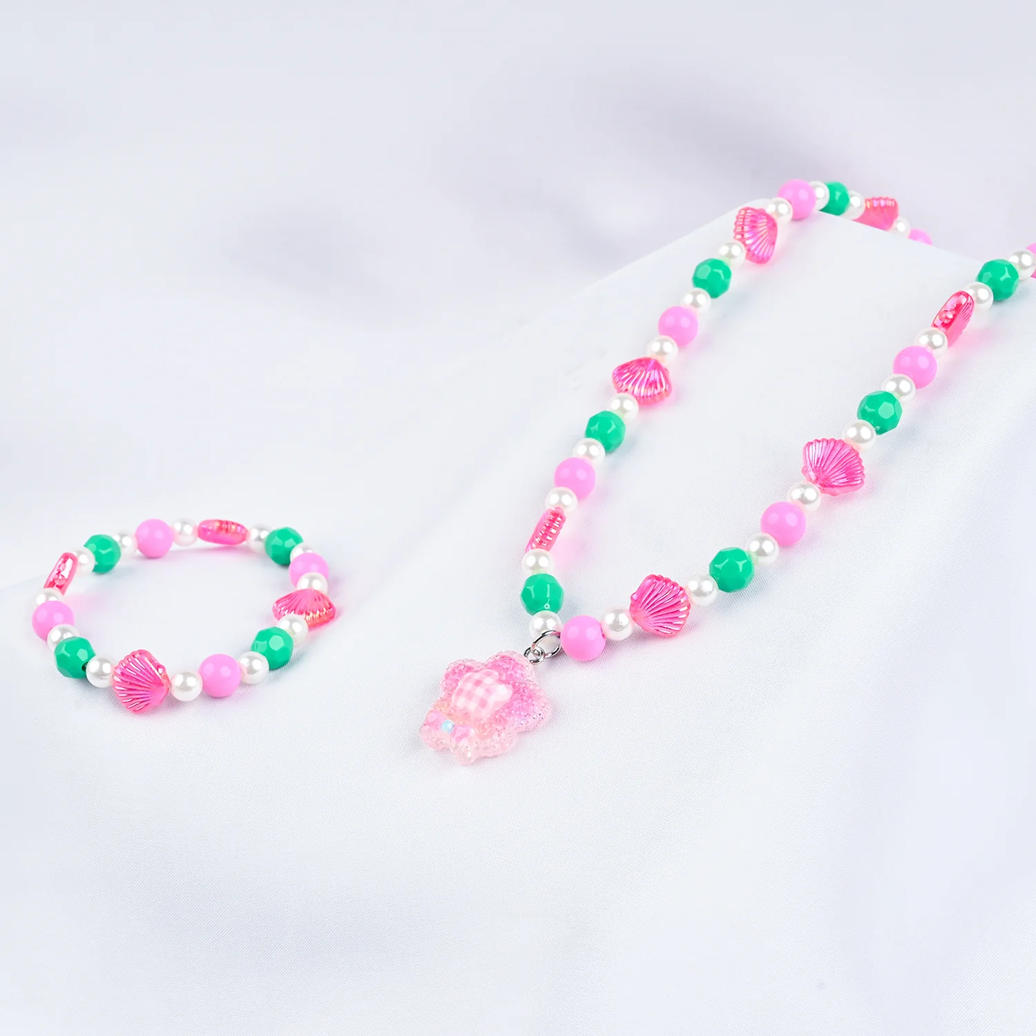 GIRLS ELEGANT BEADED NECKLACE & BRACELET