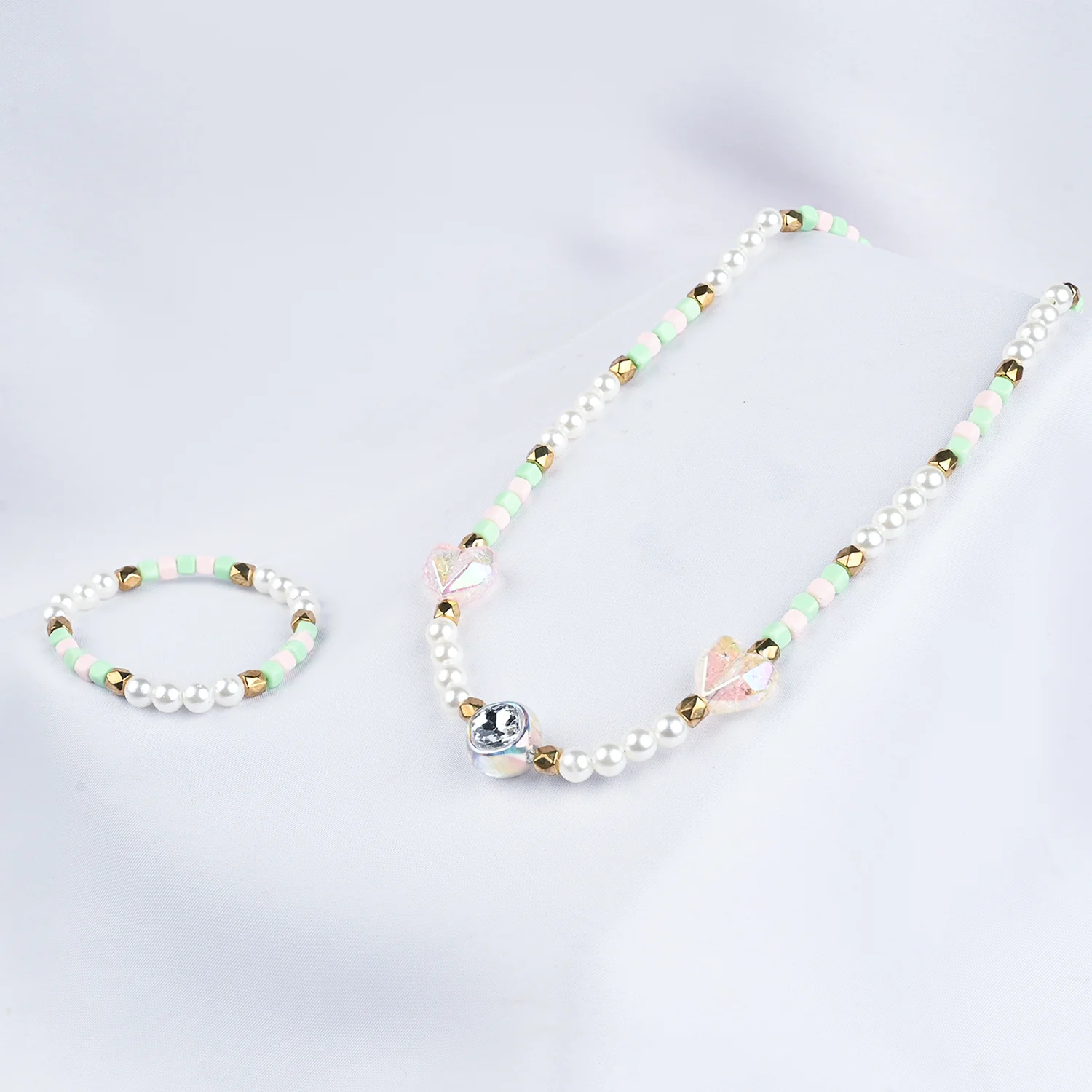 GIRLS ELEGANT BEADED NECKLACE & BRACELET