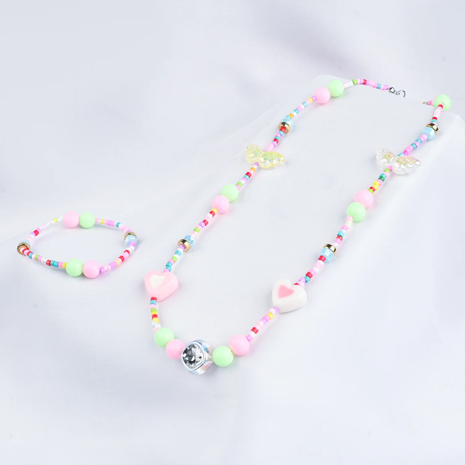 GIRLS ELEGANT BEADED NECKLACE & BRACELET