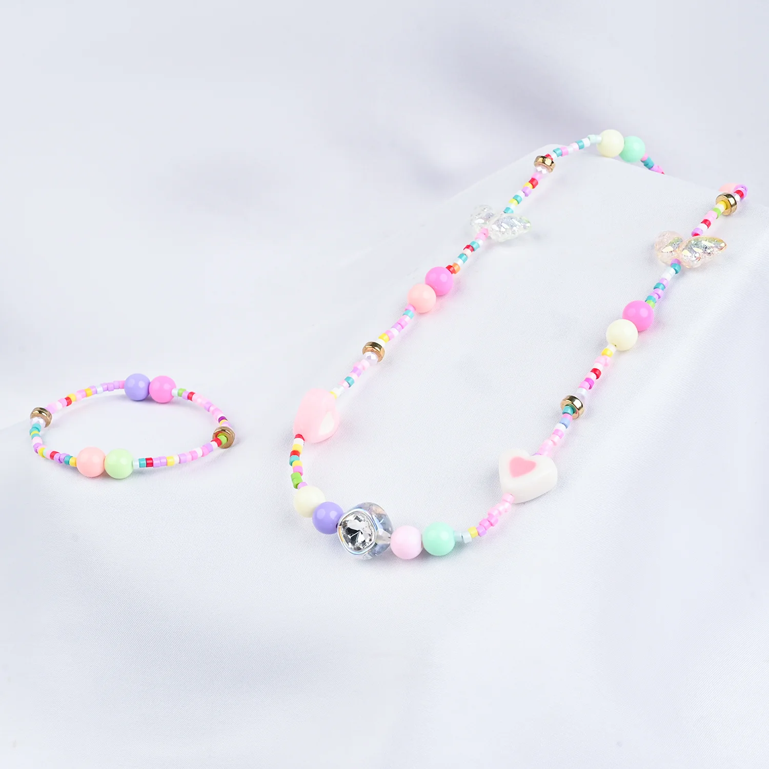 GIRLS ELEGANT BEADED NECKLACE & BRACELET