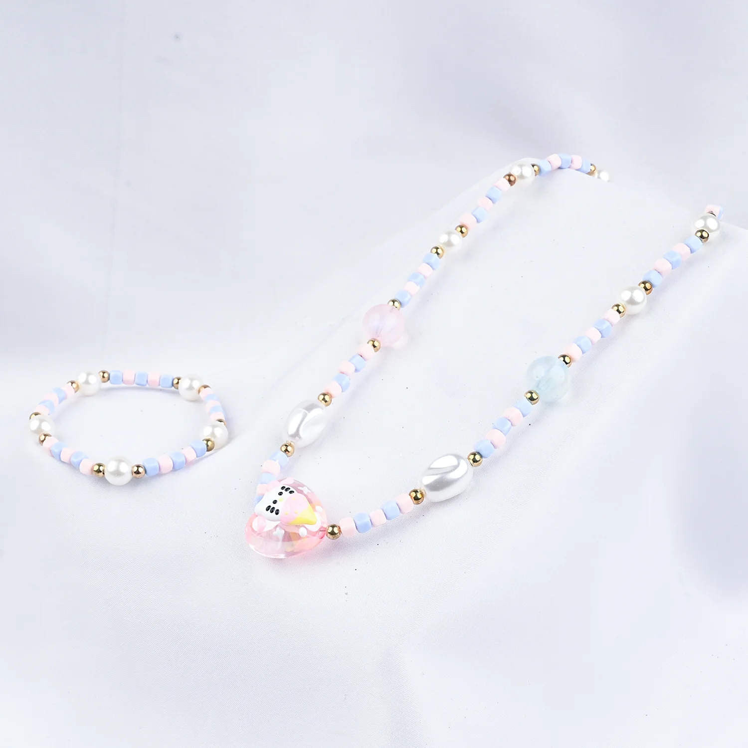 GIRLS ELEGANT BEADED NECKLACE & BRACELET