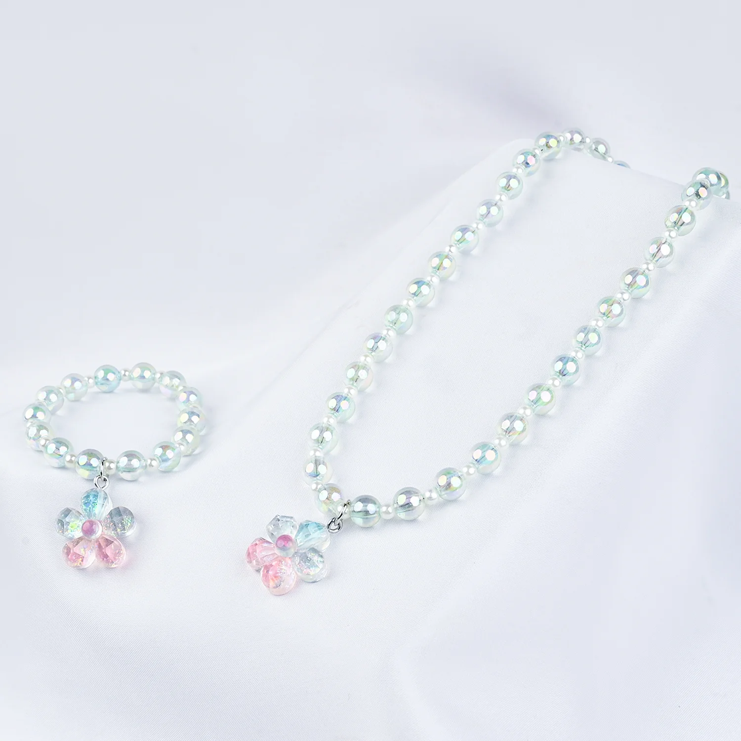 GIRLS ELEGANT BEADED NECKLACE & BRACELET