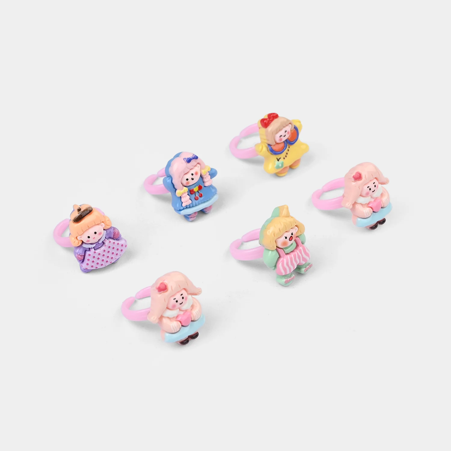 Cute Colorful Girls Ring Set | Pack of 6