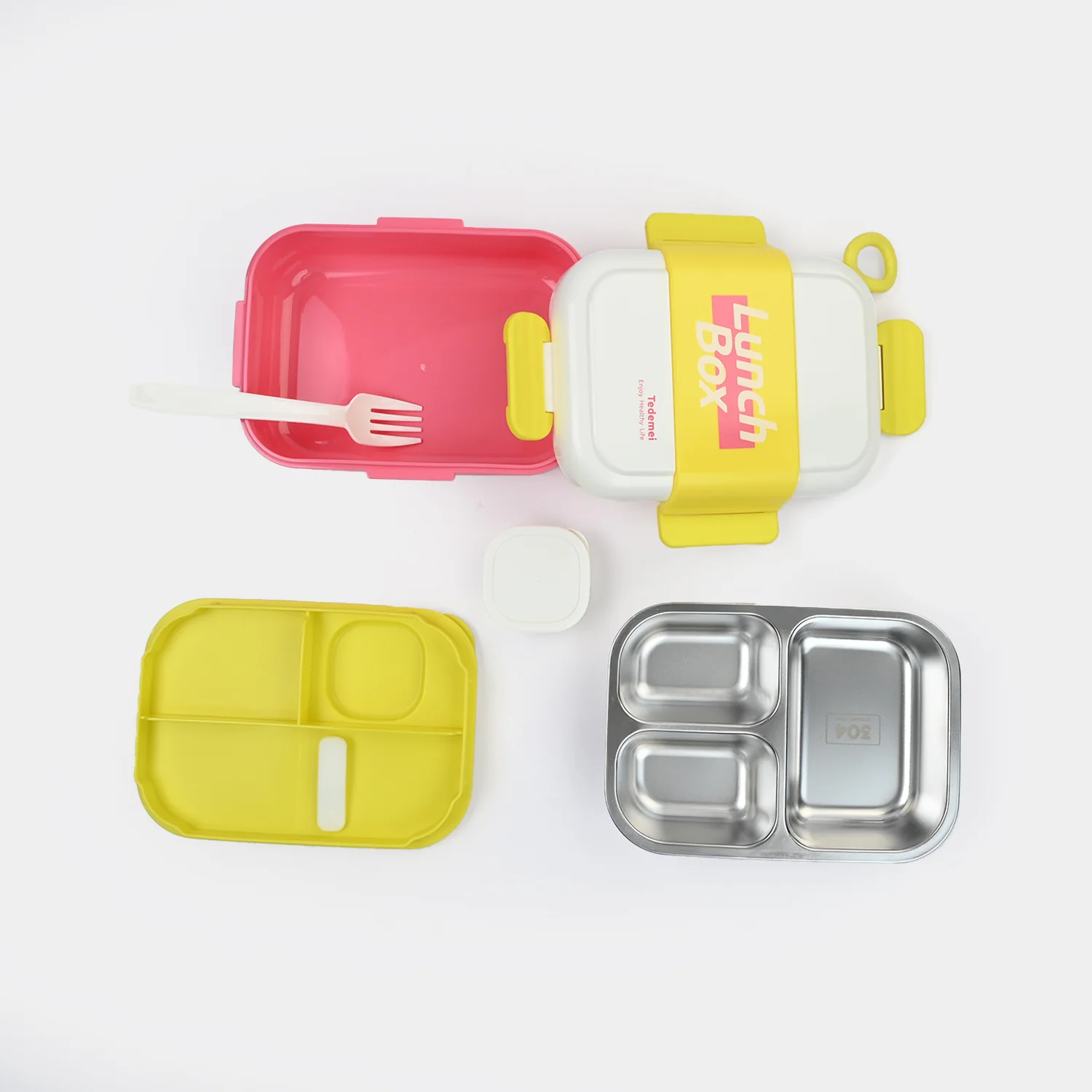 Tedemei Stainless Steel Lunch Box with Dip Container and Spoon - Image 4