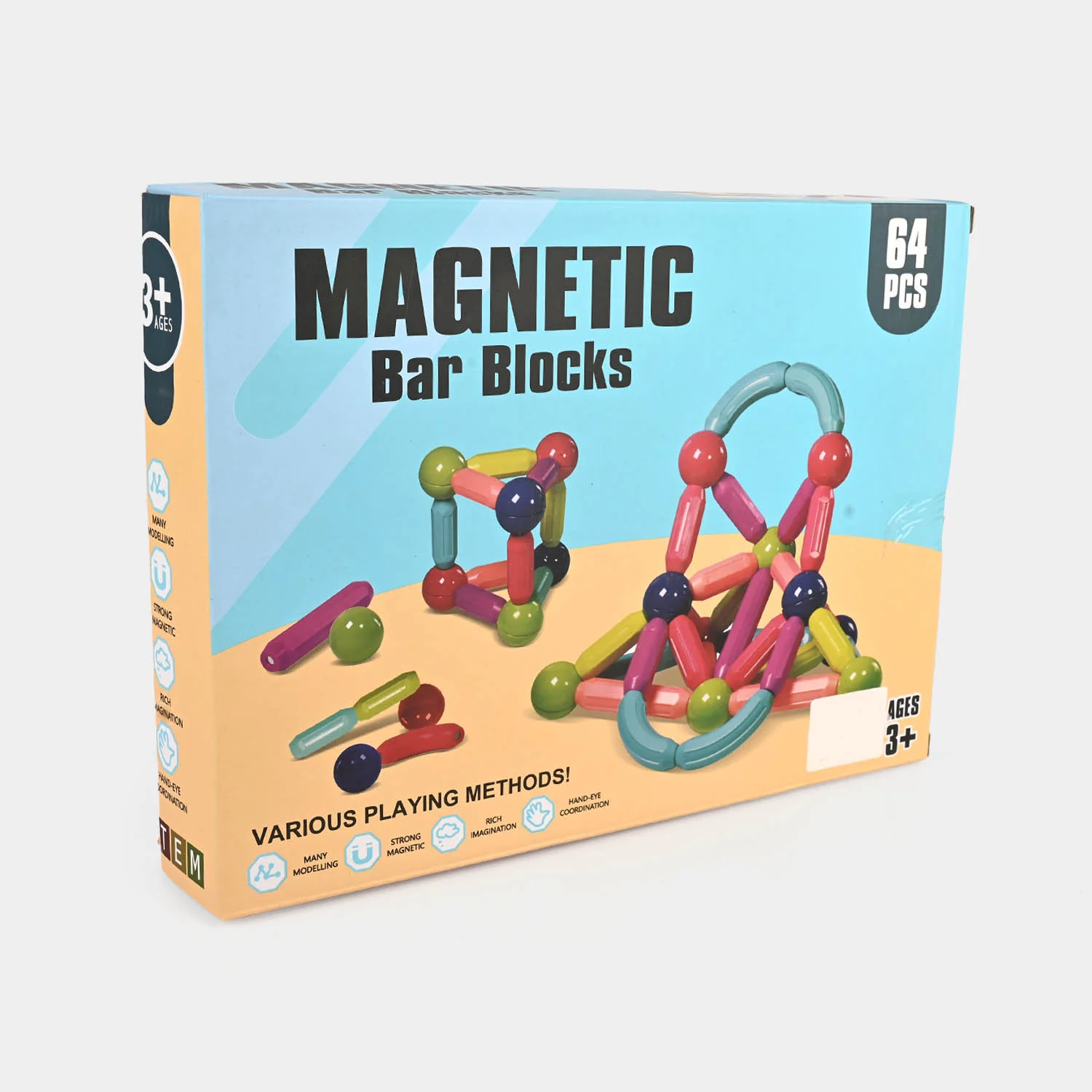 Magnetic Building Stick & Block Toy Set | 64Pcs