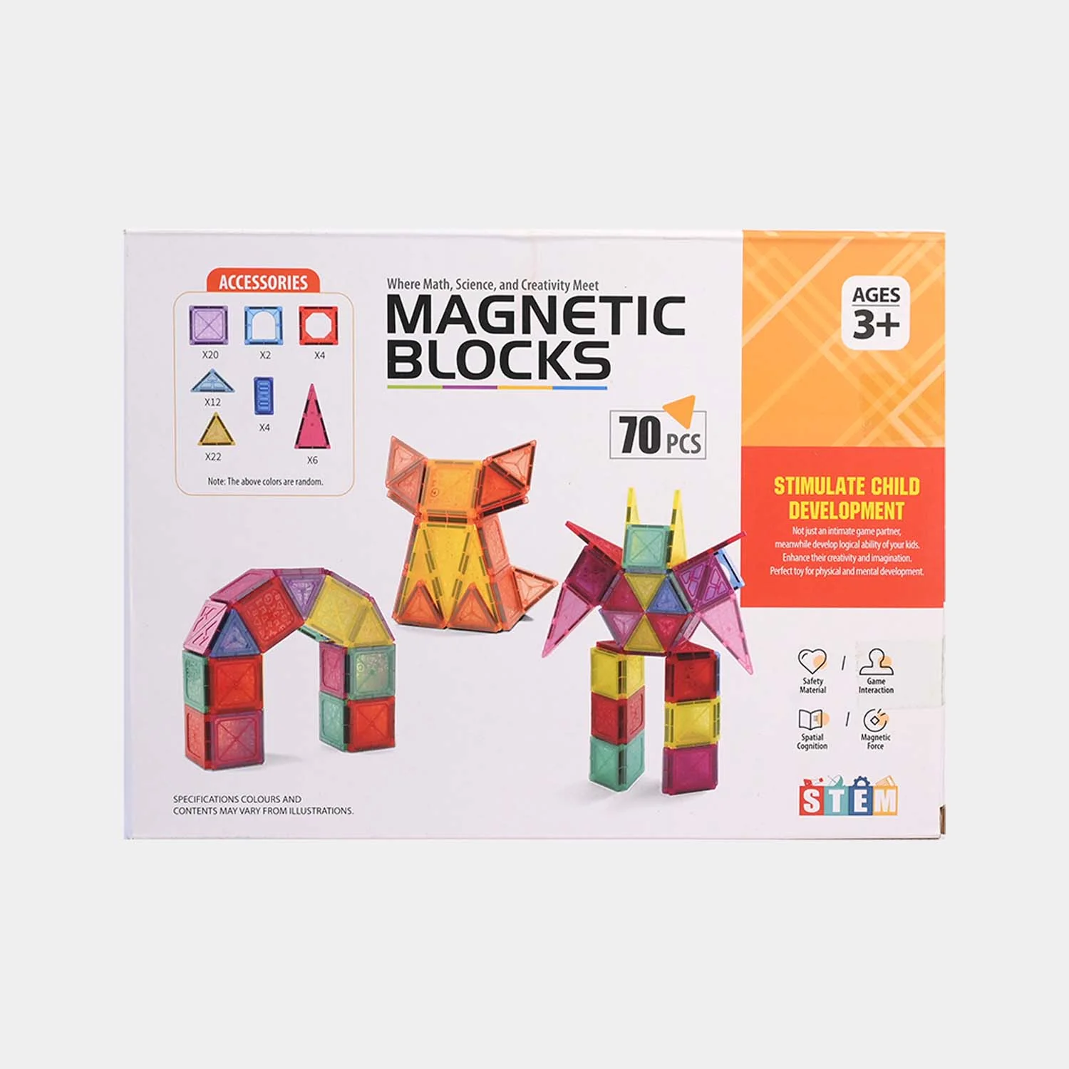 Magnetic Tiles Building Blocks | 70PCs - Image 3