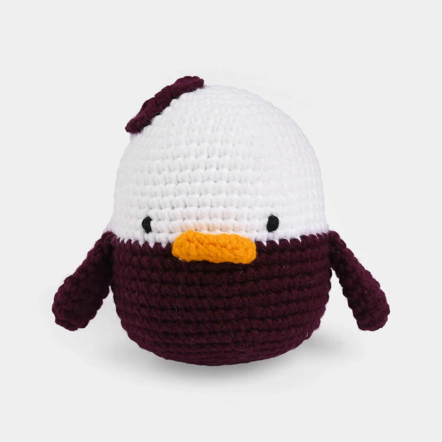 Maroon & White Duck Handmade Crochet Stuff Toy - Image 3
