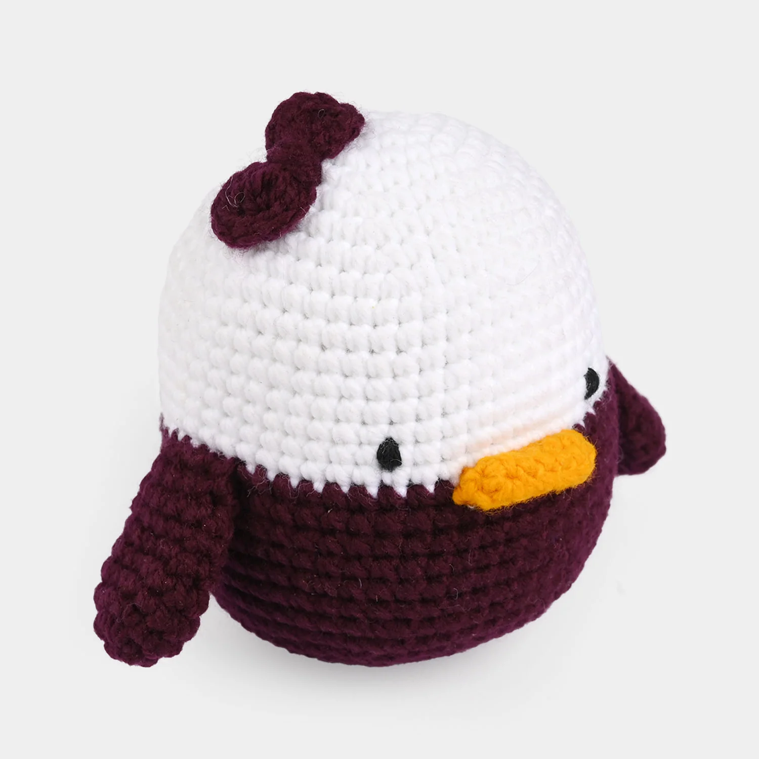Maroon & White Duck Handmade Crochet Stuff Toy - Image 4