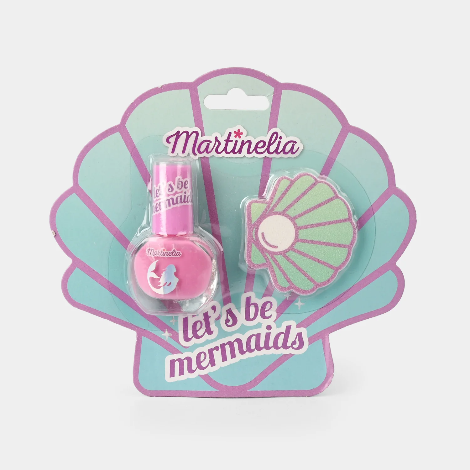 Let’s Be Mermaids – Pink Nail Polish & Shell Buffer Set - Image 2