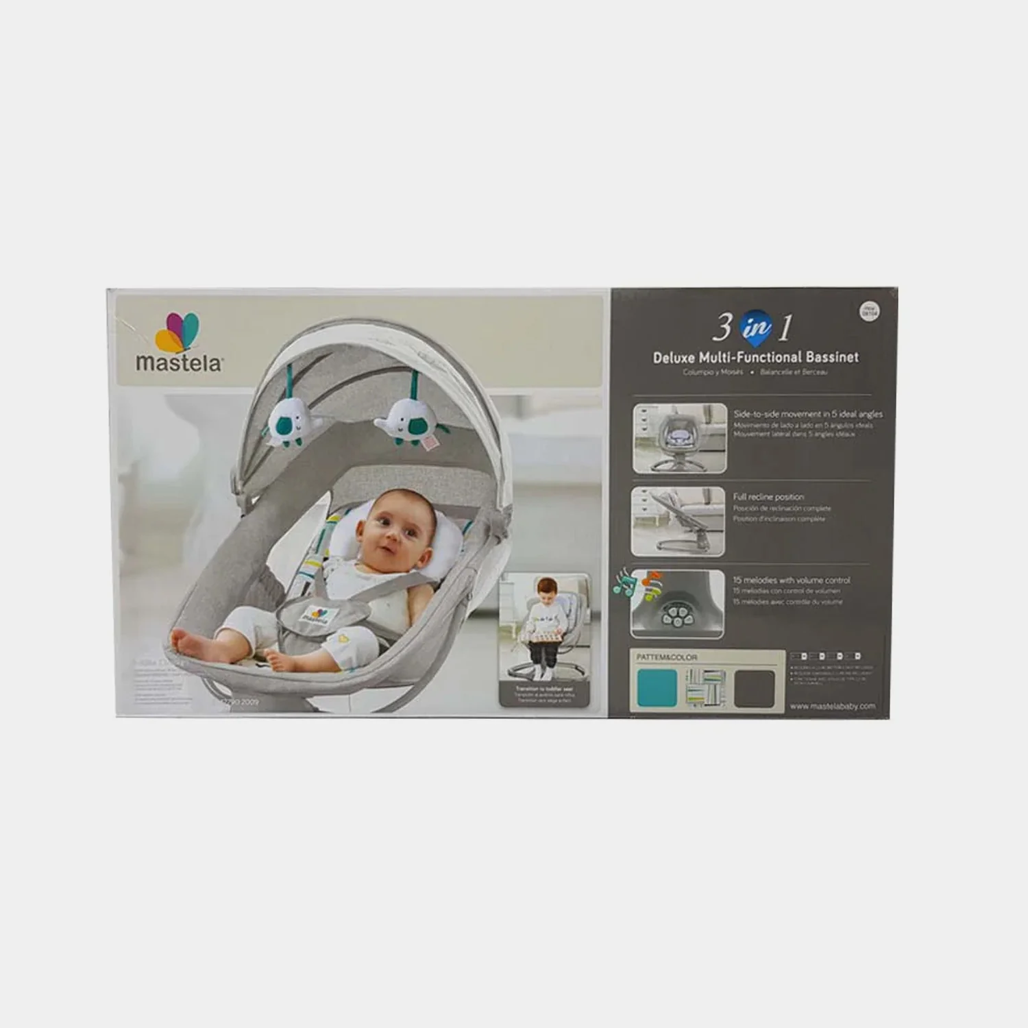 Mastela 3in1 Deluxe Multi Functional Bassinet - Grey (8105) - Image 2