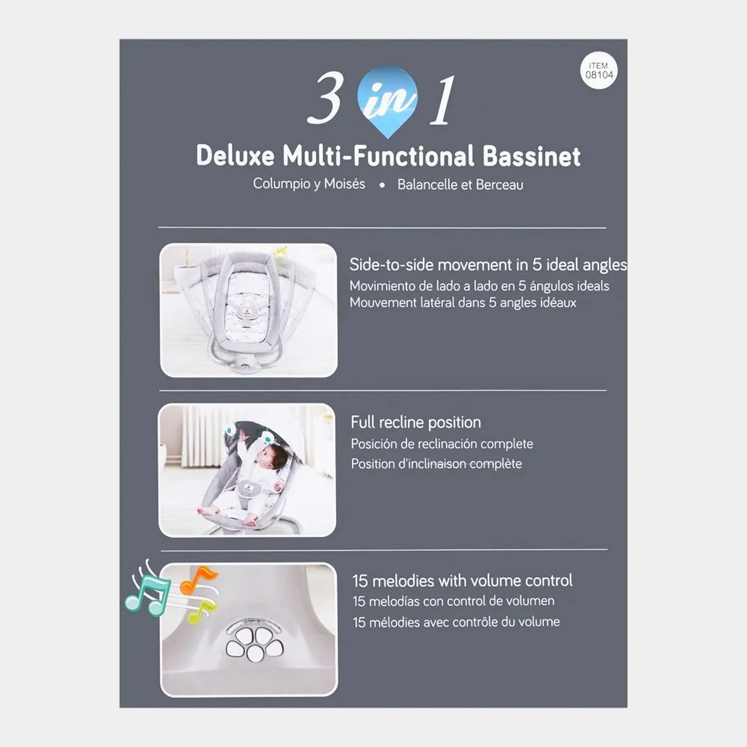 Mastela 3 in 1 Multi Functional Auto Swing 8104 Grey - Image 9
