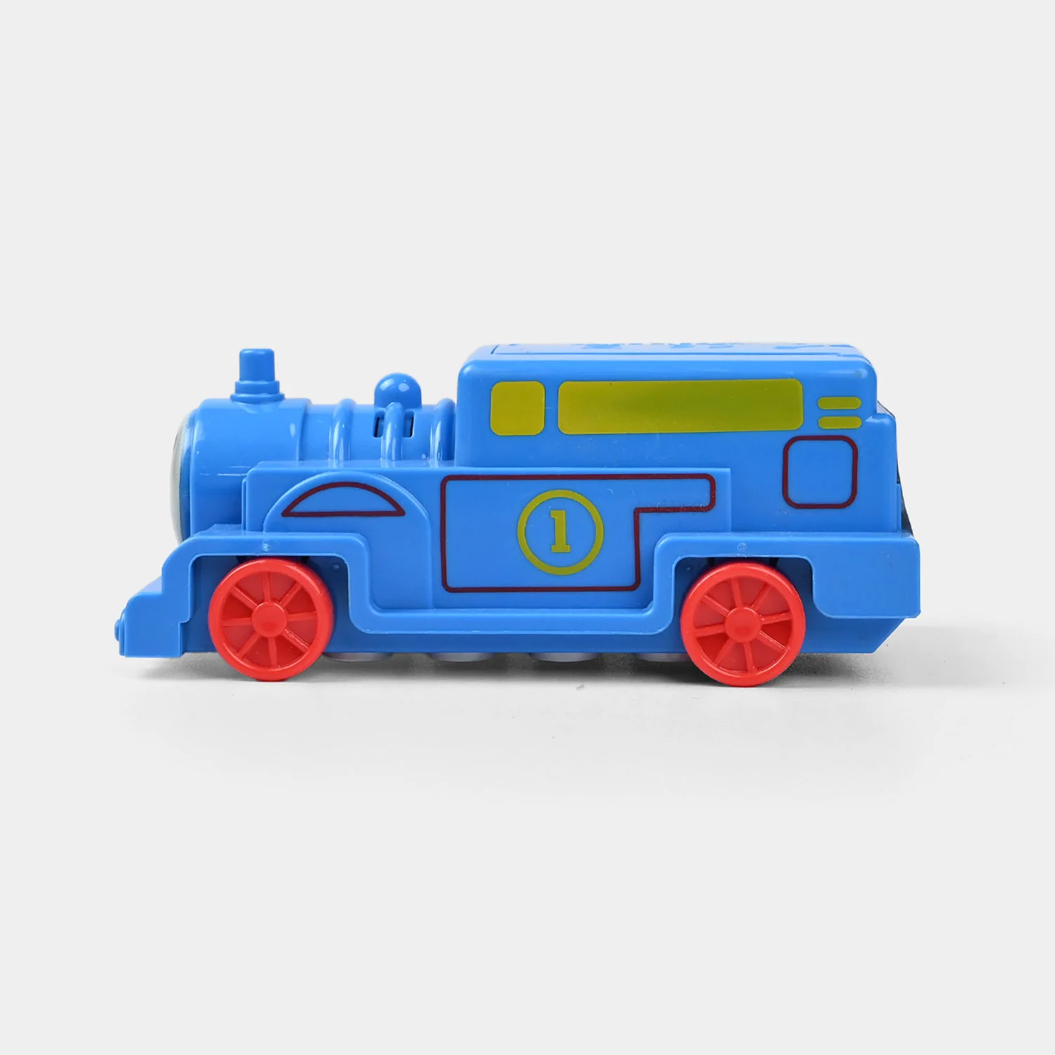Blue Musical Train Toy with Lights and Red Wheels - Image 2