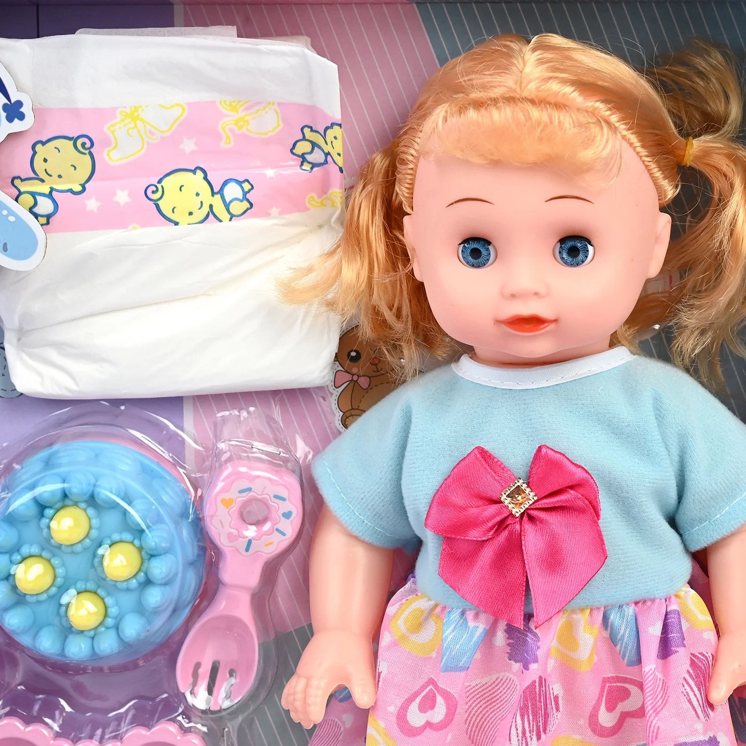 Moveable Eyes Baby Doll Playset with Accessories - Image 3