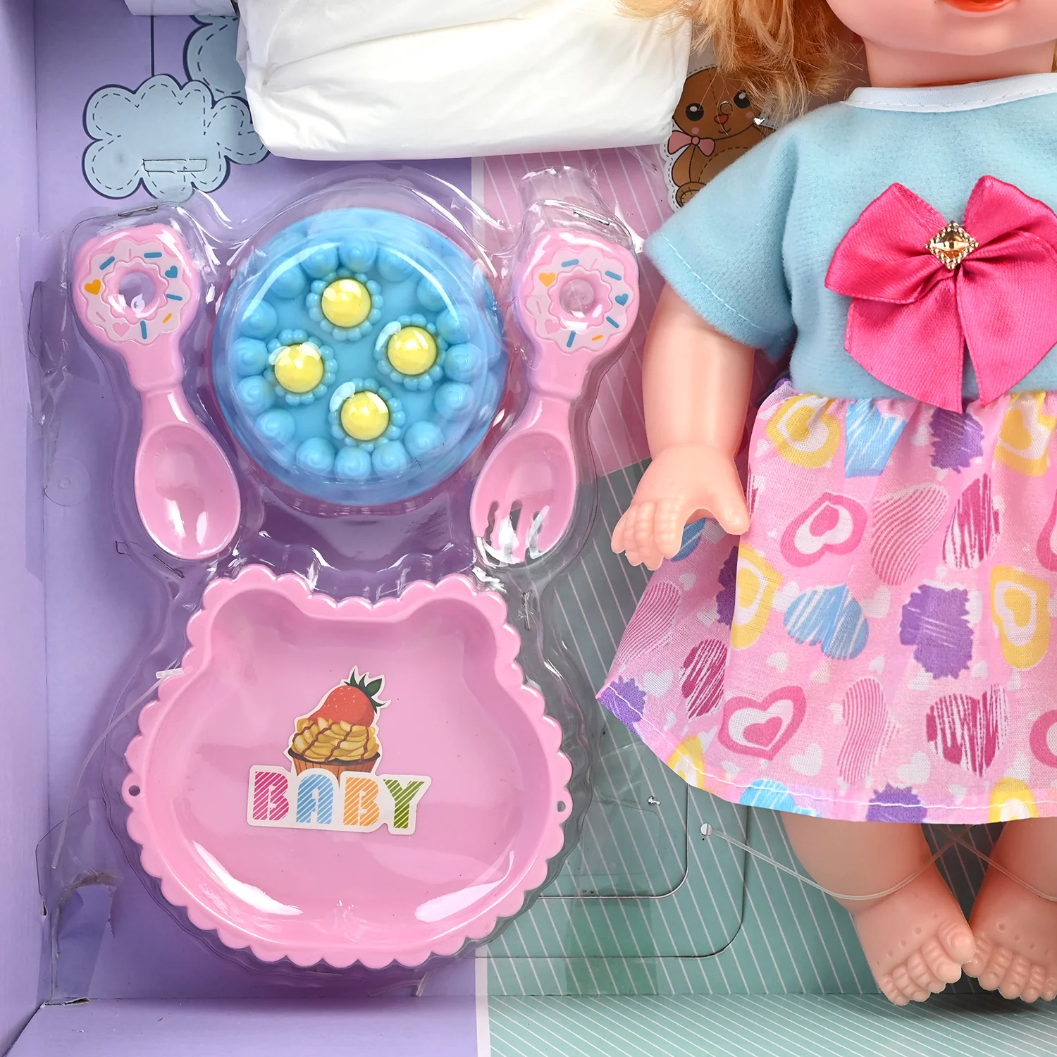 Moveable Eyes Baby Doll Playset with Accessories - Image 4