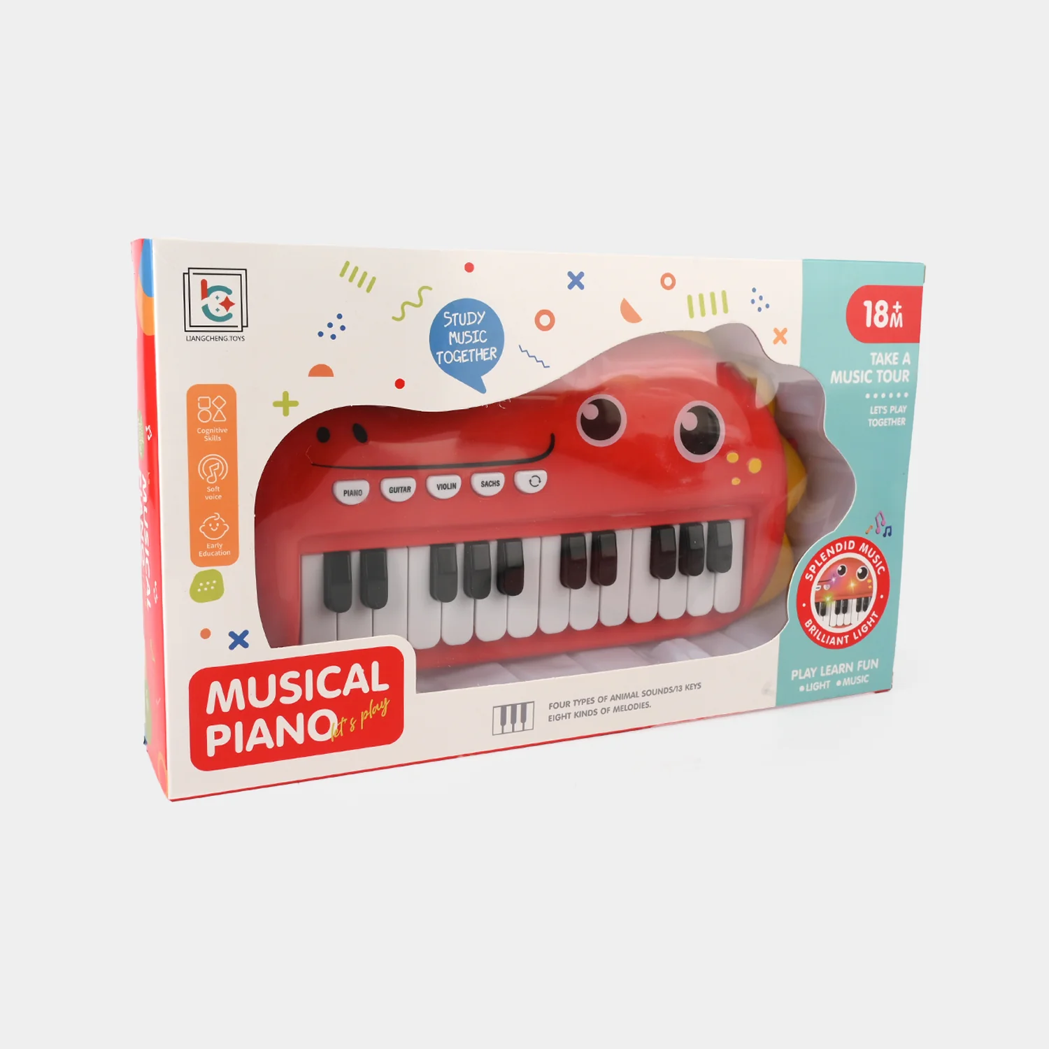 Cute Dino Face Theme Kids Piano Fun Musical Learning Toy - Image 3