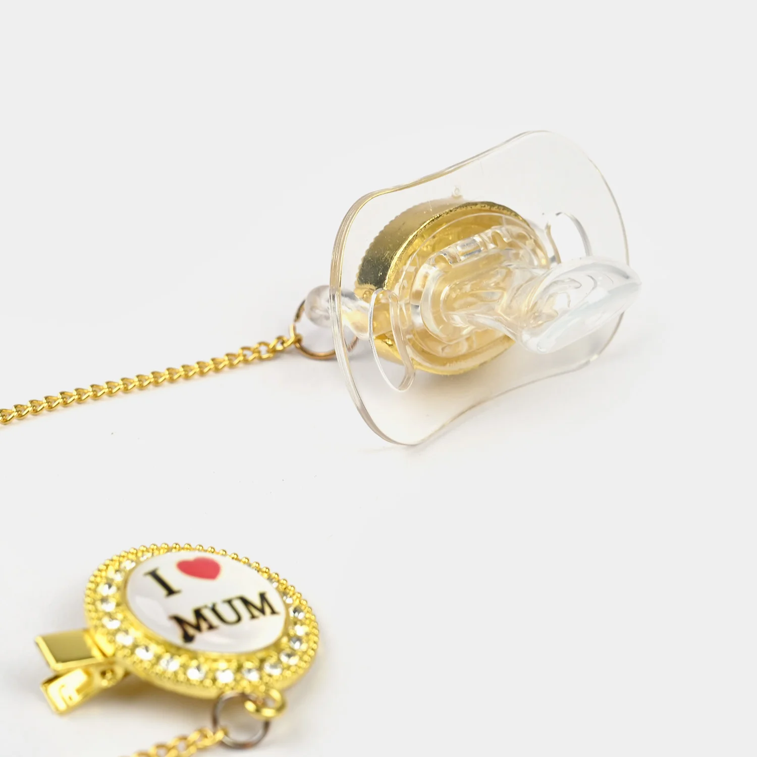 Luxury Golden Pacifier Clip & Holder Chain - Image 2