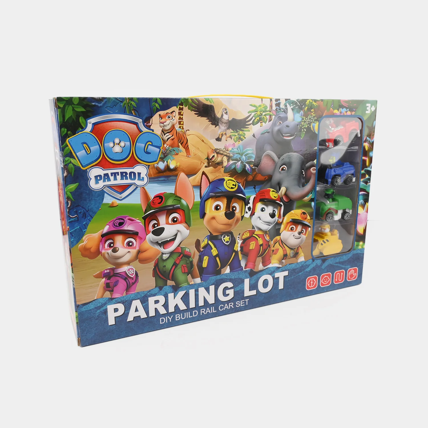 Parking Lot DIY Build Rail Car Set โ 4 Car Playset