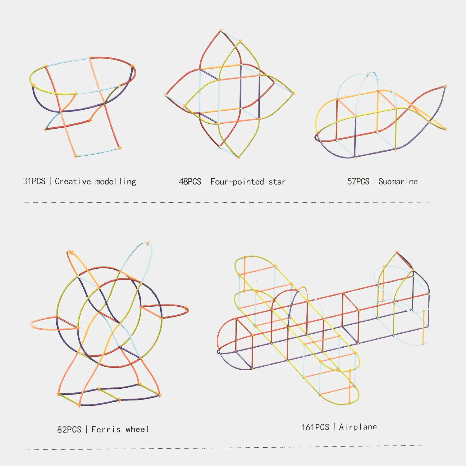 DIY Flexible Straw Building Block Set (242 Pieces) - Image 2