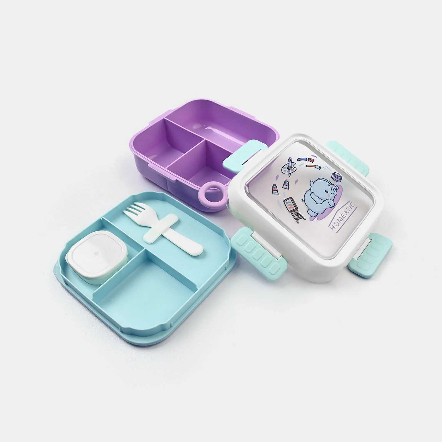 Plastic Lunch Box With Cutlery | 1ltr - Image 2