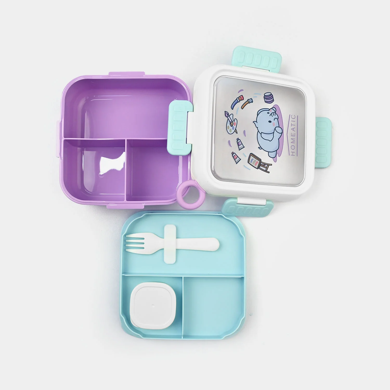 Plastic Lunch Box With Cutlery | 1ltr - Image 3