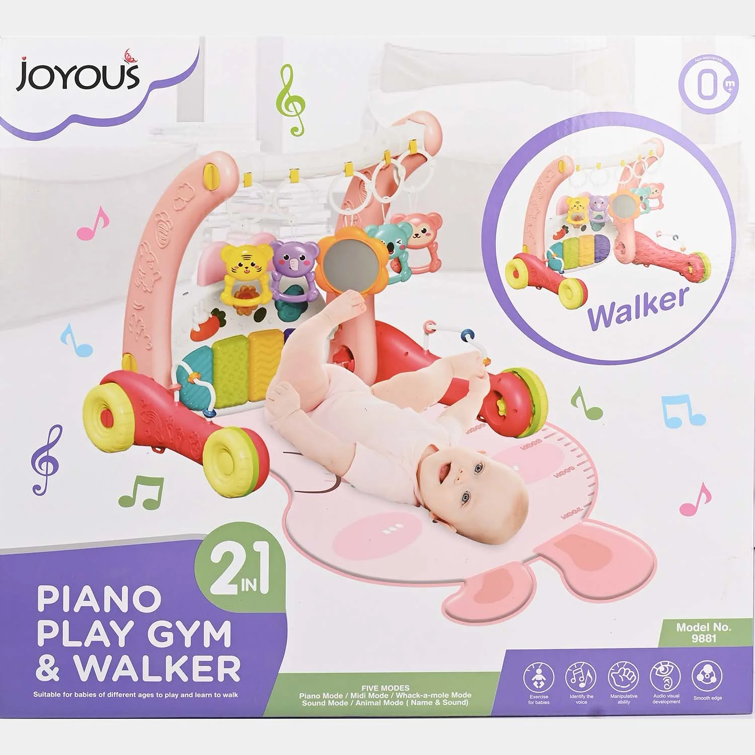 2 in 1 Piano Play Gym & Walker | 9881 Red - Image 3