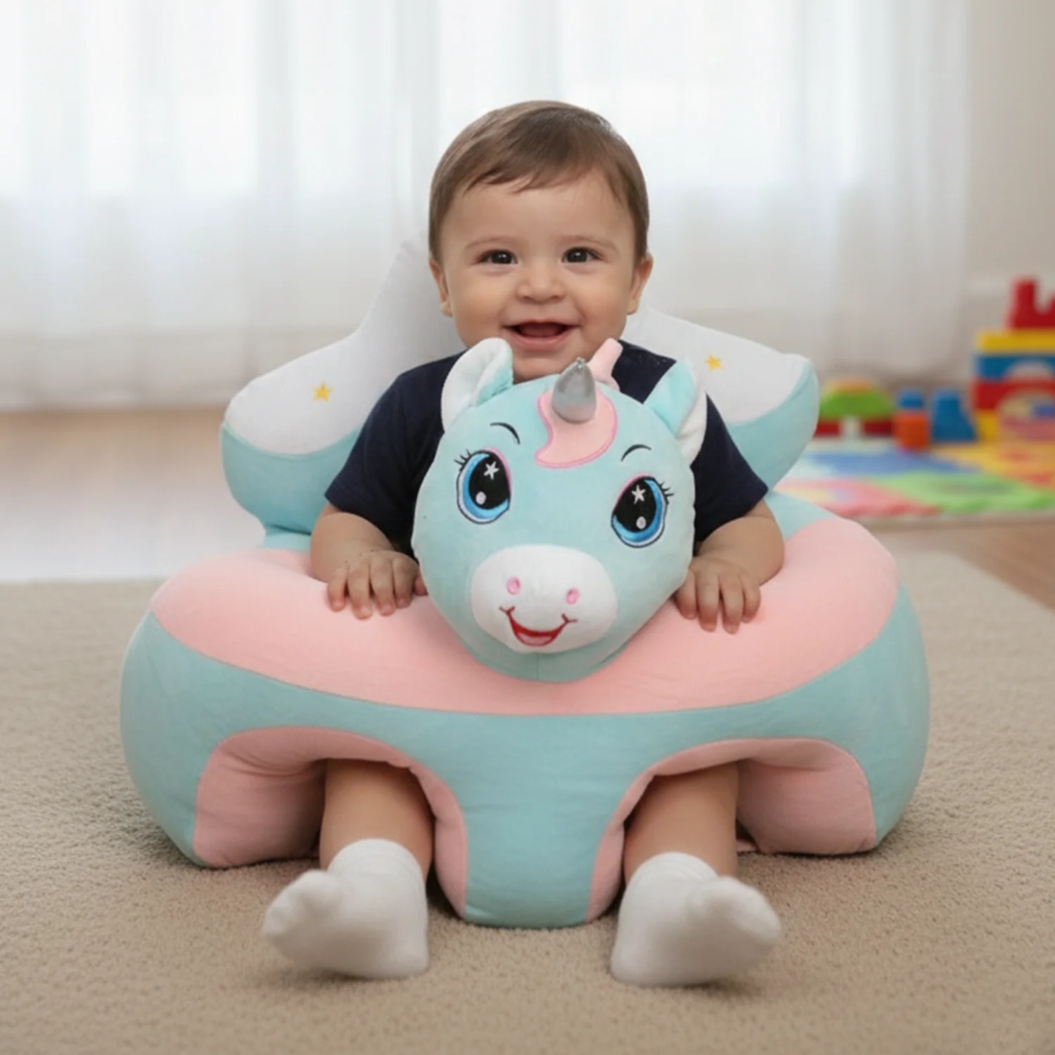 Cartoon Baby Floor Seat/Support Sofa Seat 3M+ | 968-Blue