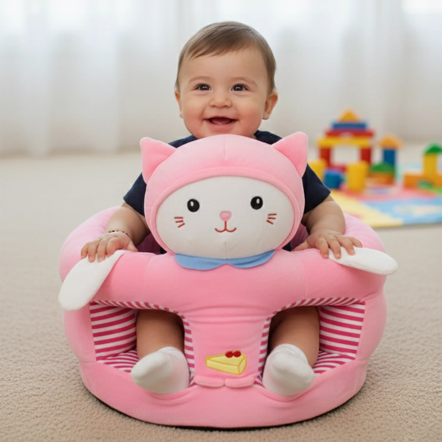 Baby Round Floor Seat/Support Sofa Seat 6M+ | 955-Pink