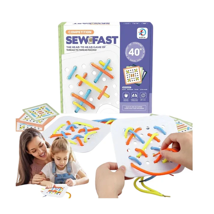 Montessori-Inspired Rope Threading Board Toy Game Set - Image 3