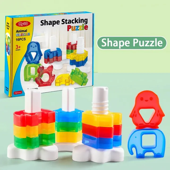 Shapes Stacking Puzzle Building Blocks Set for Kids - Image 5