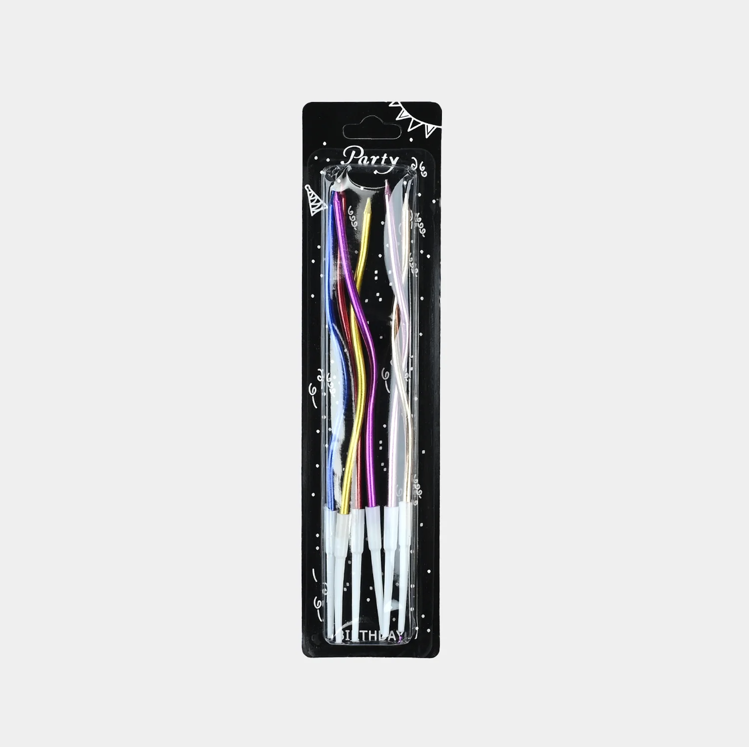Pack of 6 Curly Candles - Multicolor