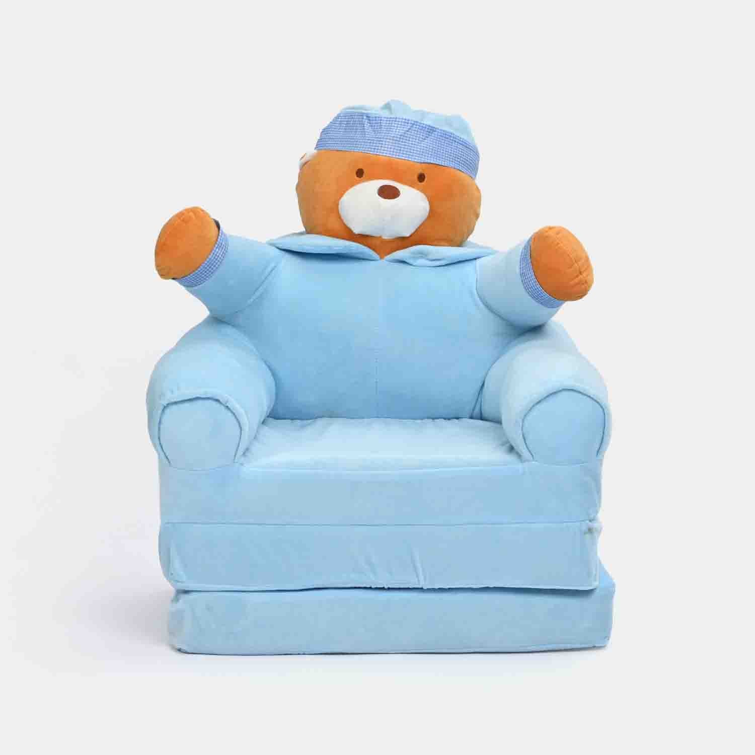 Adorable Kids Foldable Sofa Seat - 18M+ | 547-Blue/Brown - Image 5