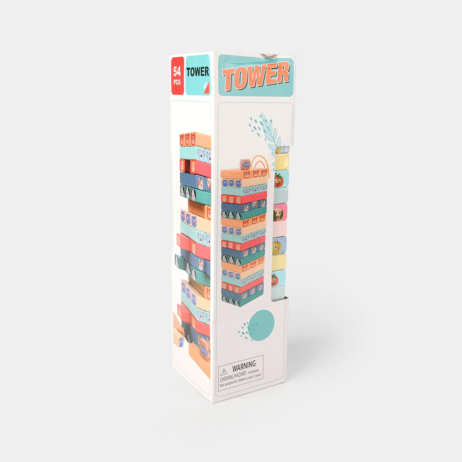 Jenga Colored Game Wooden Blocks Stacking Height Tower 54 Pcs