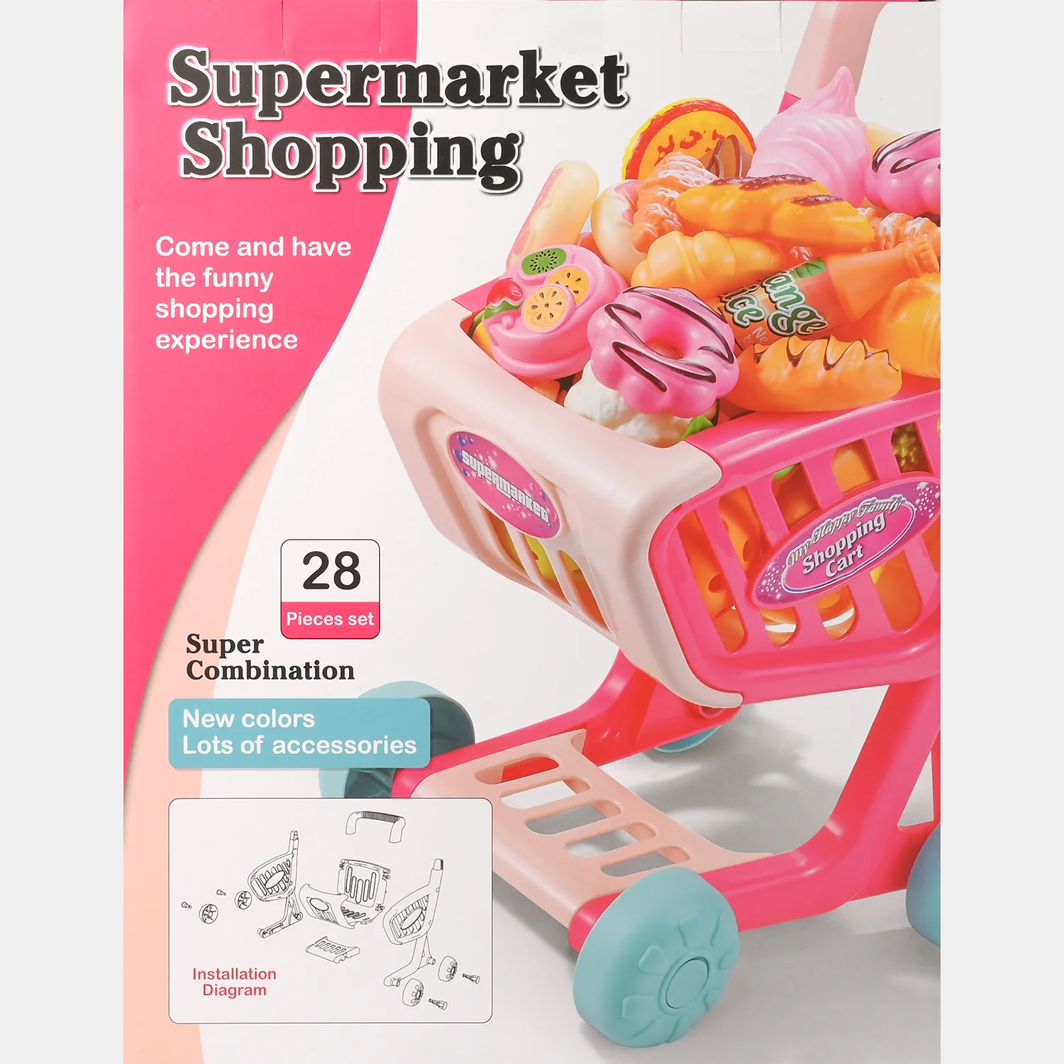 Supermarket Shopping Cart Play Set for Kids - Image 3